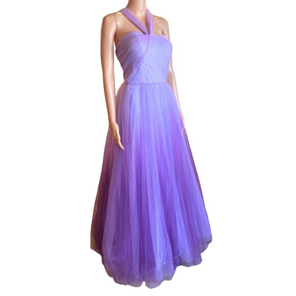 Mac Duggal 20553 Purple Ombré Tulle Gown 14 Halter Prom Formal Evening Dress NWT - Picture 6 of 12